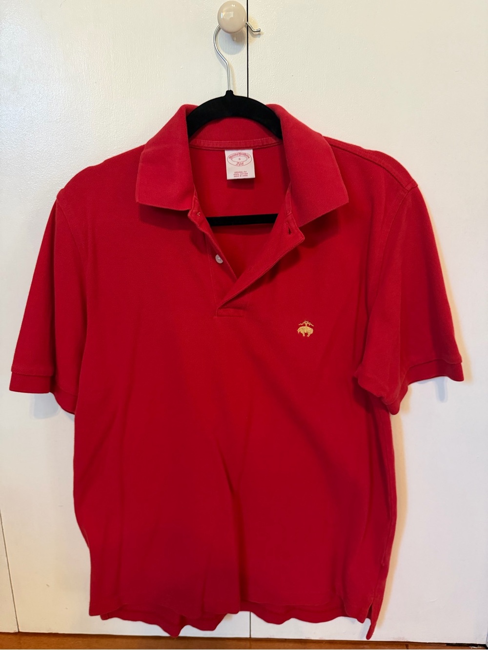 Brooks Brothers Red Men's Polo with Gold Logo